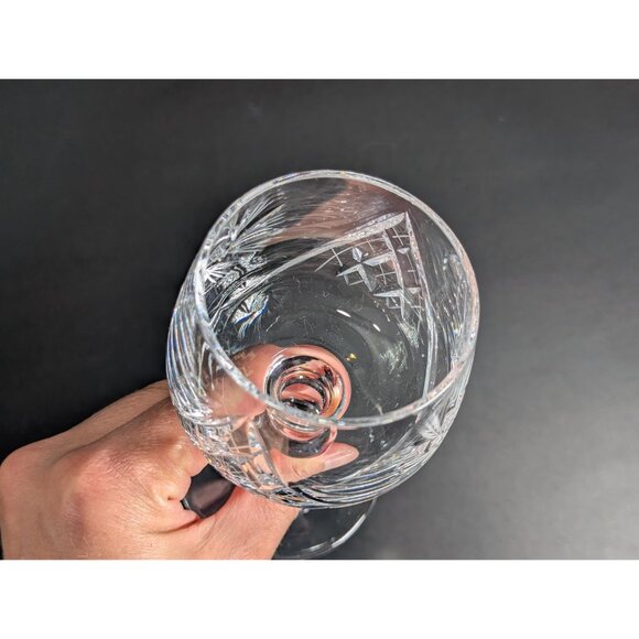 Set Of 8 Clear Pinwheel Crystal Wine Goblets, Bohemian European hand cut crystal - Picture 7 of 10